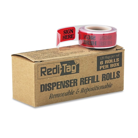 Redi-Tag Refill, Sign Here, 6/Bx, Red, PK6 91002